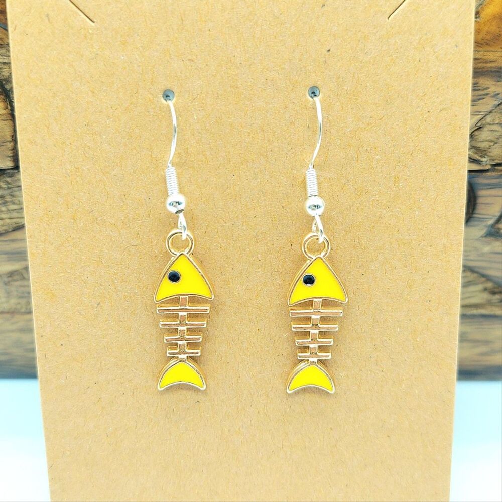 Yellow Fishbone Earrings